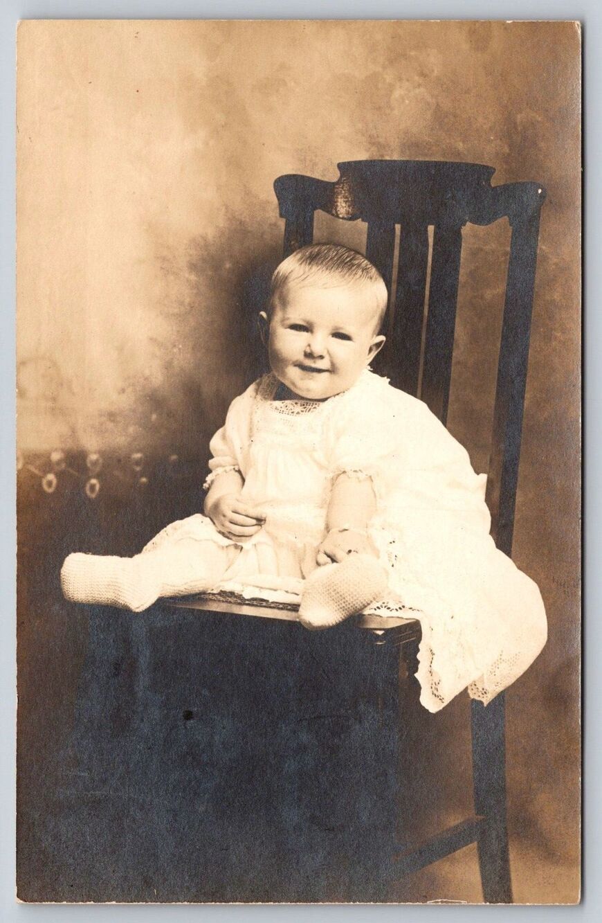 Antique RPPC Baby Portrait Frankie Beery 1904-1918 AZO 4 UP Postcard Real Photo